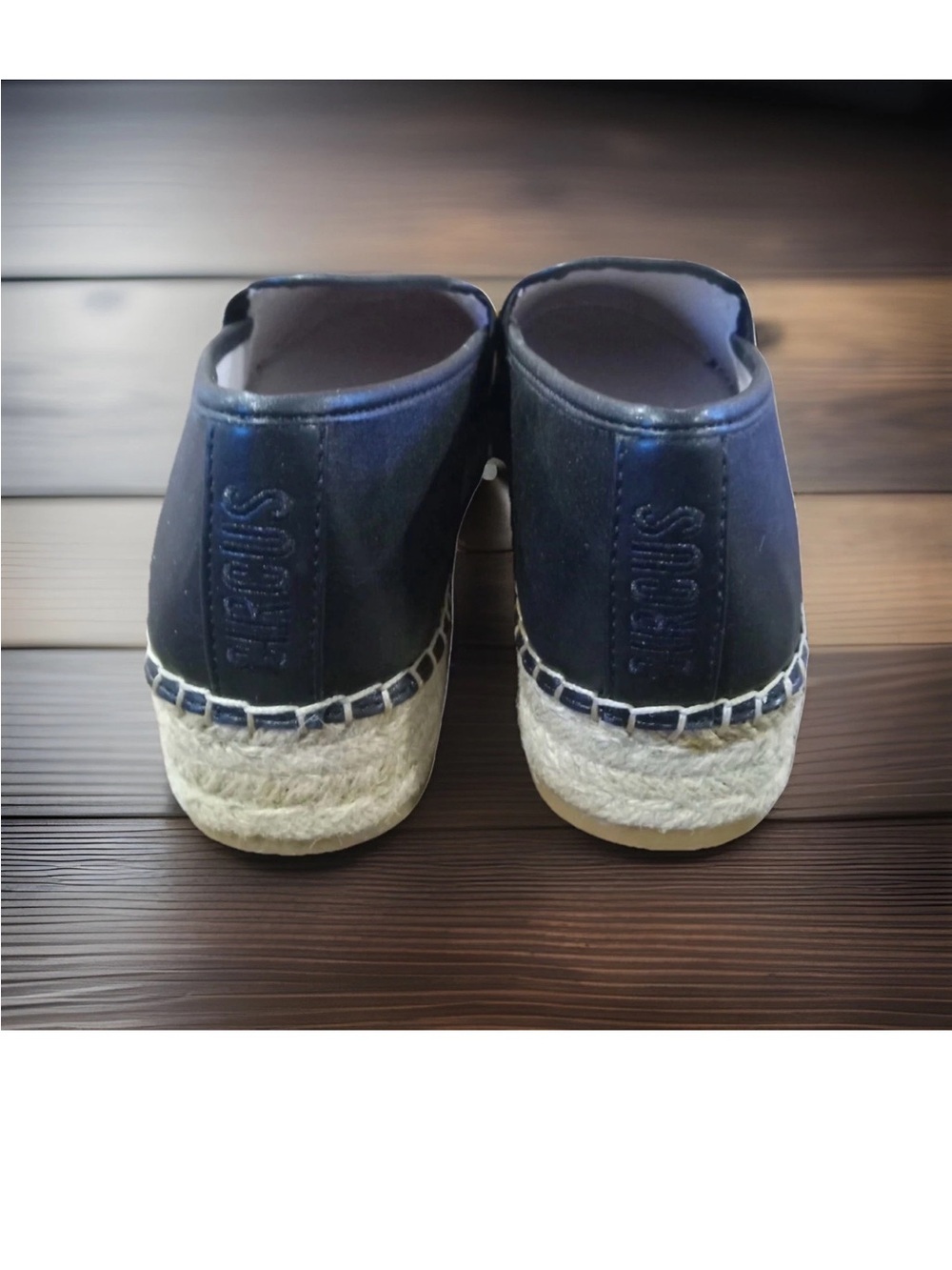 Circus by Sam Edelman Black Slip-On Loafers with Espadrille Trim - Picture 3 of 3